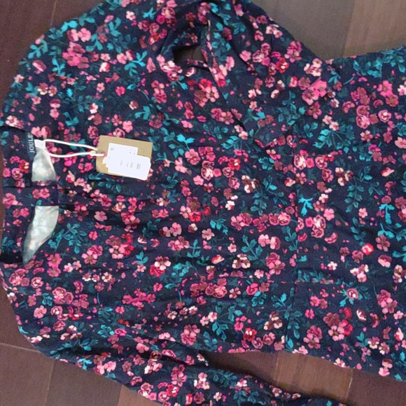 Joules pink and blue floral dress size 6 ruffle bottom - Picture 2 of 5